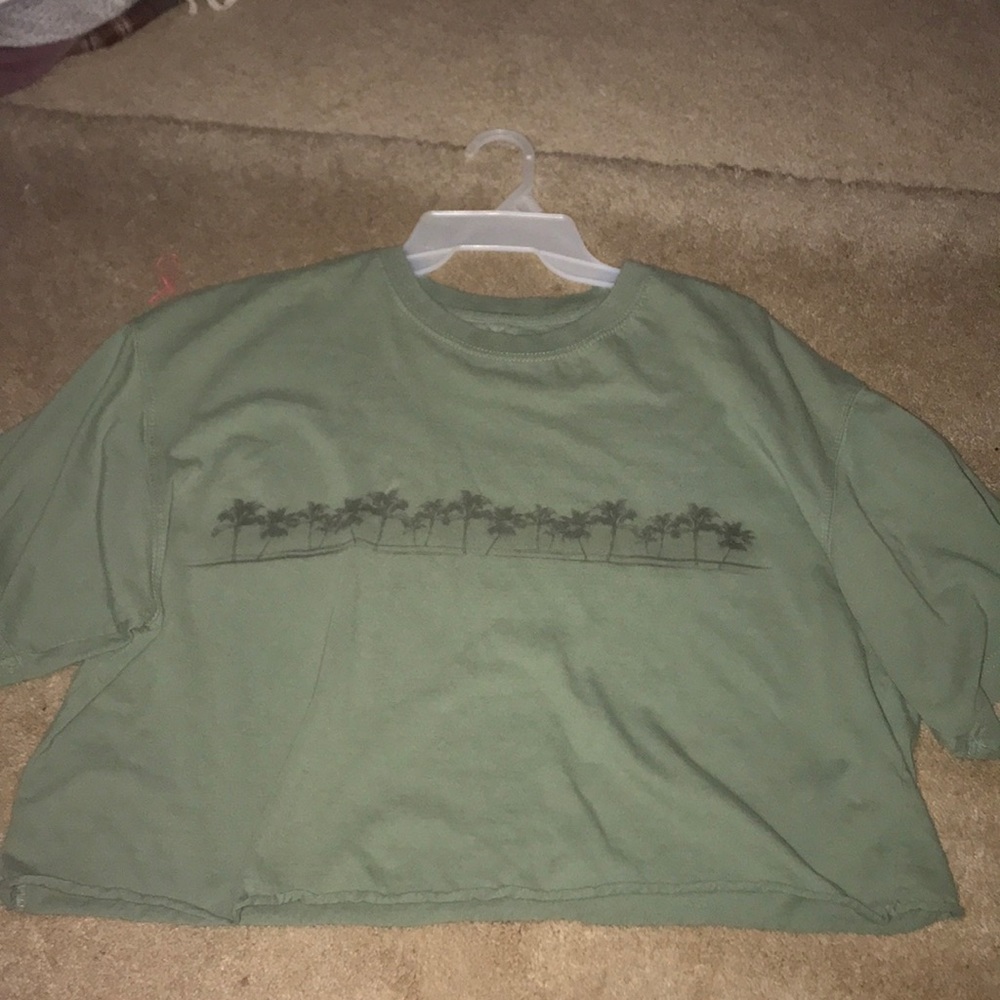 Green Crop Top with palm trees on the front